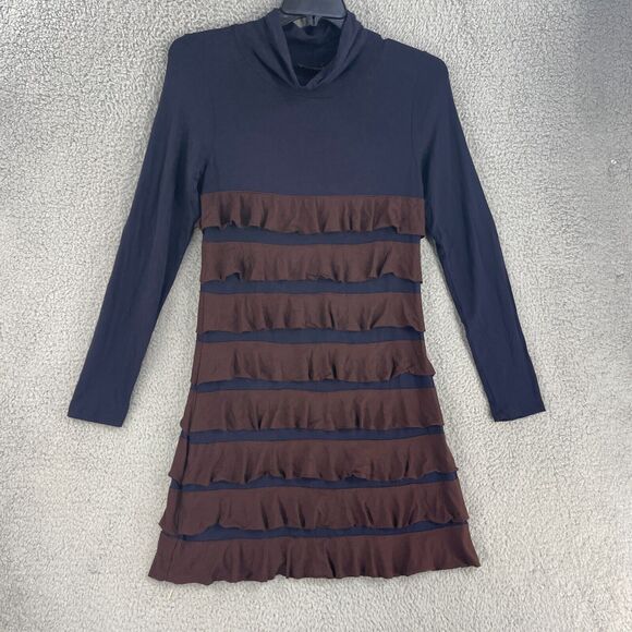 Isle Apparel Womens Dress Tiered Ruffle Size S Stretch High Neck - Picture 1 of 12